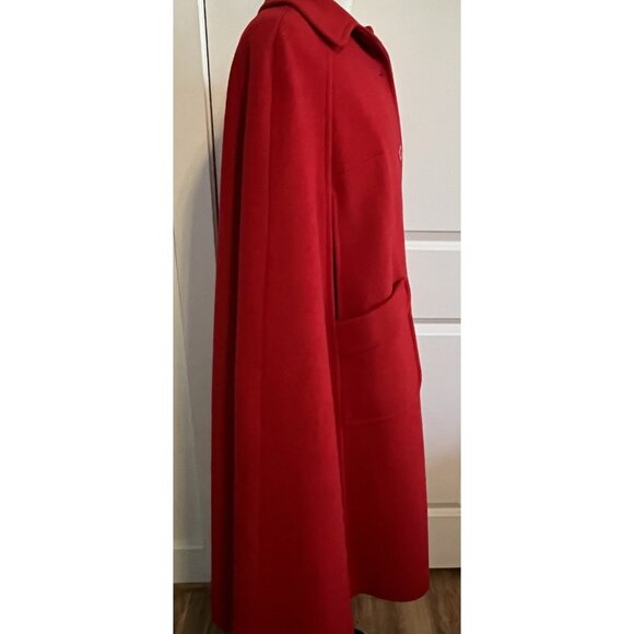 Vtg Pendleton RED O/S Cape Coat 44" Long Wool Satin Lined 70's EXCELLENT - Picture 7 of 14